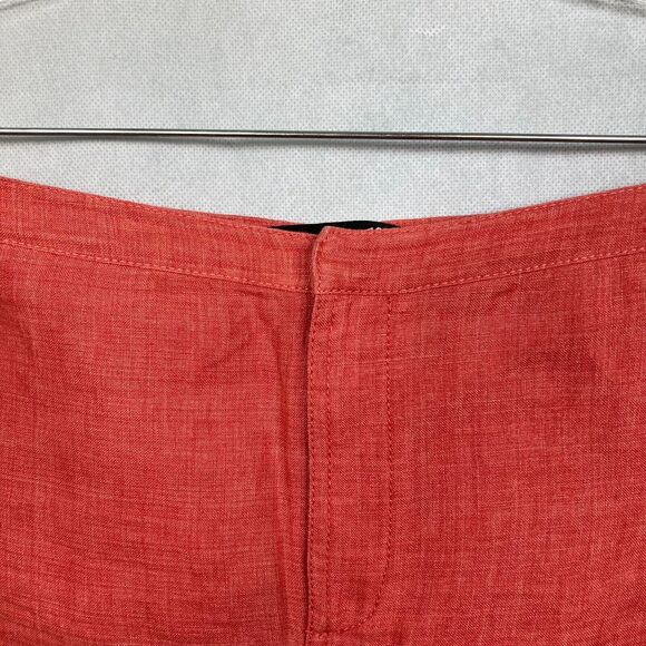 Ellen Tracy Skirt Womens Sz 14 Poppy Red Woven Linen A Line Lightweight Mini - Picture 3 of 9